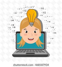student laptop idea school vector illustration graphic