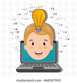 student laptop idea school vector illustration graphic