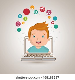 student laptop idea school vector illustration graphic