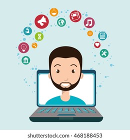 student laptop idea school vector illustration graphic