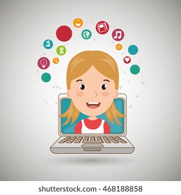 student laptop idea school vector illustration graphic