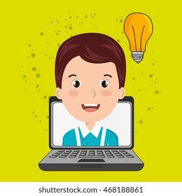 student laptop idea school vector illustration graphic