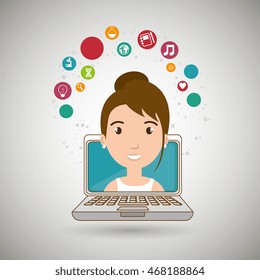 student laptop idea school vector illustration graphic