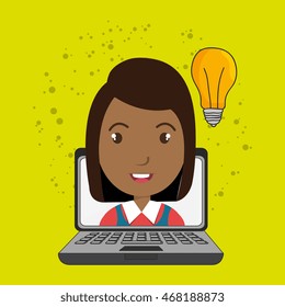 student laptop idea school vector illustration graphic
