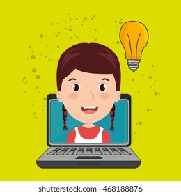 student laptop idea school vector illustration graphic