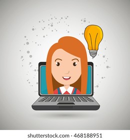 student laptop idea school vector illustration graphic