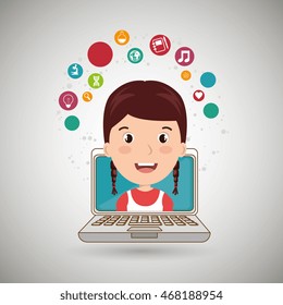 student laptop idea school vector illustration graphic