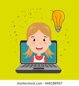 student laptop idea school vector illustration graphic
