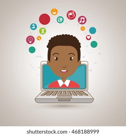 student laptop idea school vector illustration graphic