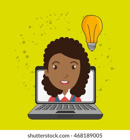 student laptop idea school vector illustration graphic