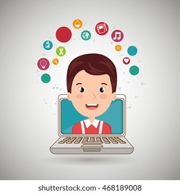 student laptop idea school vector illustration graphic
