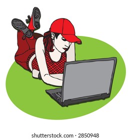 Student With Laptop (vector) - also available rasterized jpeg in my portfolio