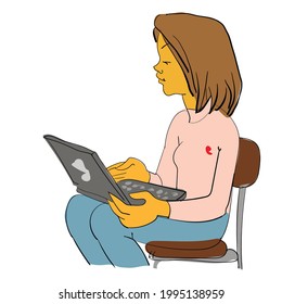 Student with laptop - vector illustration