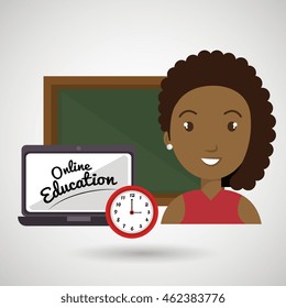 student laptop watch board vector illustration eps 10