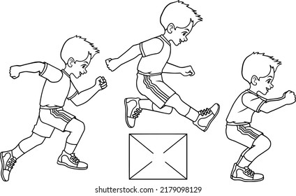 student leaping the jumping box B