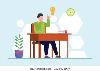 Student learning concept. Colored flat vector illustration isolated.
