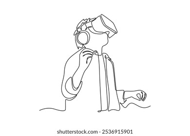 Student learning concept. Single line draw design vector graphic illustration.