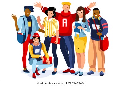 Student learning for diploma at the class with books. Course, class work for diploma test learning, academy student on online device working on test. Diplomas for students, academy education. Vector.