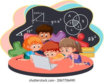 Student learning math online illustration