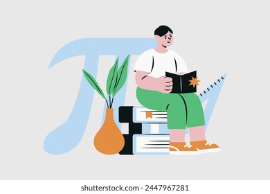 Student Learning Mathematics Vector Illustration