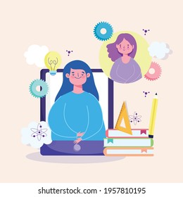 student learning online at home