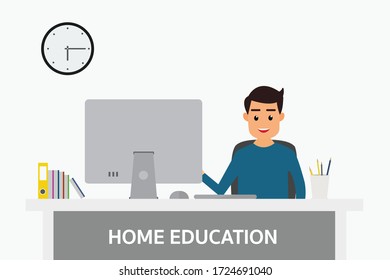 student learning online at home,e-learning.