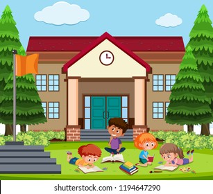 Student learning outside school illustration
