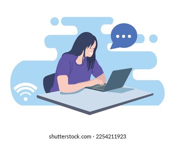Student Learning Technology in illustration graphic vector