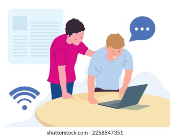 Student Learning Technology in illustration graphic vector