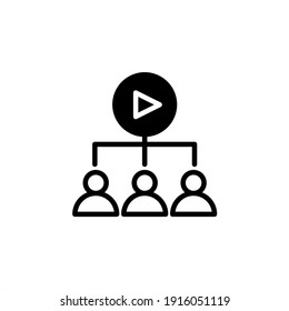 Student learning video icon in glyph style. Icons for online learning and home study.