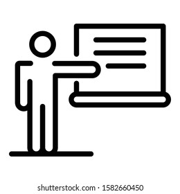 Student lesson icon. Outline student lesson vector icon for web design isolated on white background