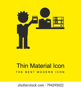 Student in the library bright yellow material minimal icon or logo design