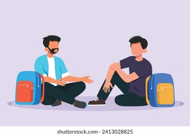 Student life concept. Colored flat vector illustration isolated.
