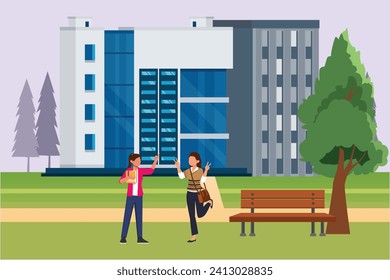 Student life concept. Colored flat vector illustration isolated.