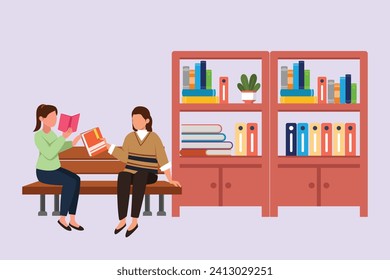 Student life concept. Colored flat vector illustration isolated.