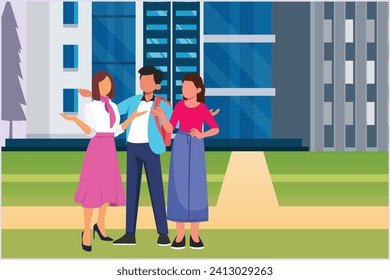 Student life concept. Colored flat vector illustration isolated.