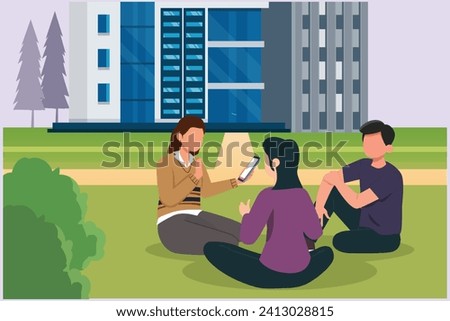 Student life concept. Colored flat vector illustration isolated.