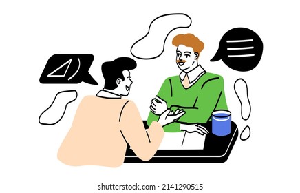 Student life concept. Teacher explains geometry to student, guy on examination or testing. Class survey, homework and private lessons, learning and education. Cartoon flat vector illustration