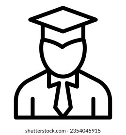 Student line icon, Back to school concept, graduation student sign on white background, Person in graduation hat icon in outline style mobile concept web design. Vector graphics.
