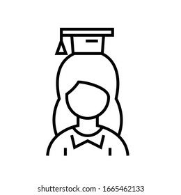Icono de línea de estudiante, signo de concepto, ilustración de vector de esquema, símbolo lineal.
