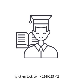 Student line icon concept. Student vector linear illustration, symbol, sign