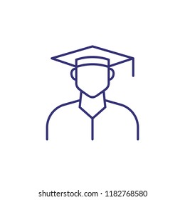 Student line icon. Graduate in graduation hat. Education concept. Can be used for topics like school, college, university