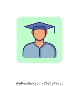 Student line icon. Graduate in graduation hat. Education concept. Can be used for topics like school, college, university