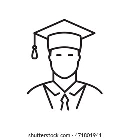 Student line icon isolated on a white background. College or university graduation sign