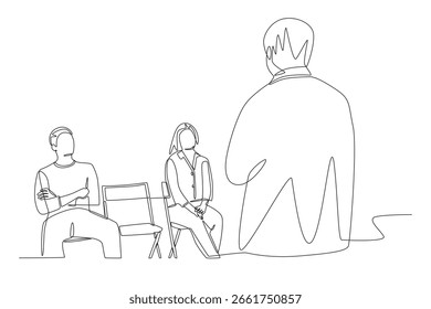 Student listening to lectures concept one-line drawing