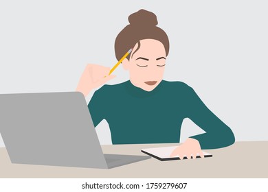 Student listening online courses, e-learning concept, flat illustration