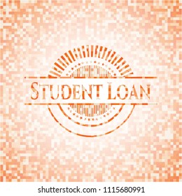 Student Loan abstract orange mosaic emblem with background