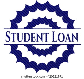 Student Loan badge with denim background