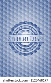 Student Loan blue badge with geometric pattern.