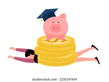 Student loan burden concept vector illustration. Education debt.
